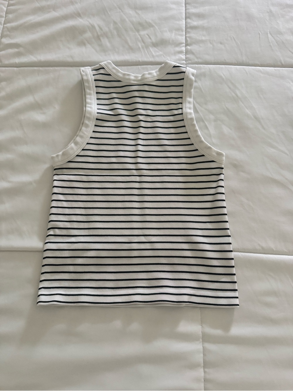 Striped Ribbed Tank Top - White/Black - Picture 3 of 4